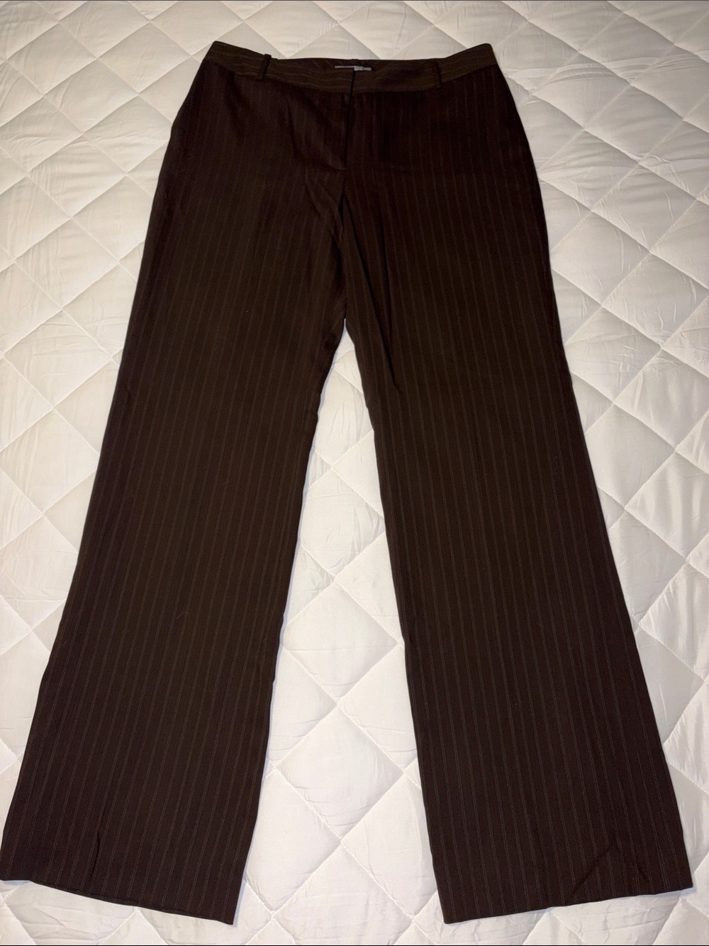 Ann Taylor Dark Brown Pinstripe Trousers, sz 12L